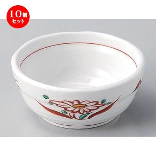 10個セット ☆ 小鉢 ☆赤絵小花段付小鉢 [ 10.3 x 4.5cm 230g ]  | 小鉢 和食器 洋食器 おしゃれ 業務用