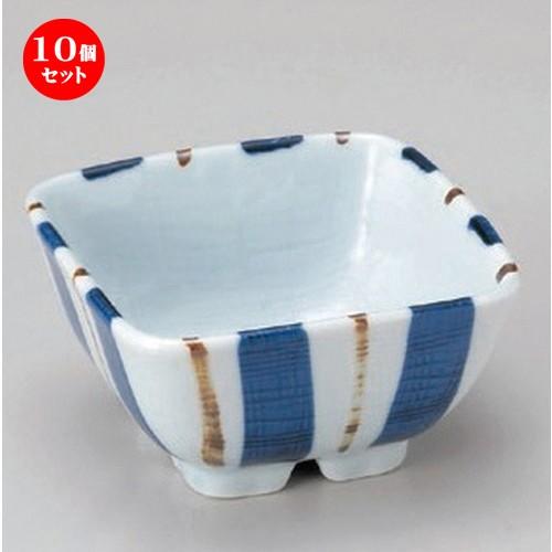 10個セット ☆ 組小鉢 ☆青地十草角小鉢 (小) [ 8.2 x 8.2 x 5.1cm 480g ]  | 小鉢 和食器 洋食器 おしゃれ 業務用