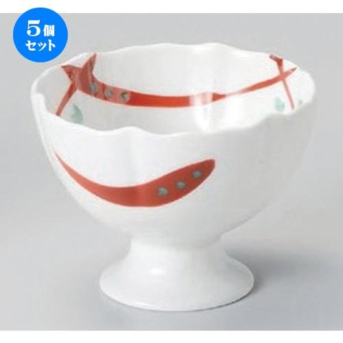 和食器 半開扇皿 末広向付 古染付 五客 共箱 和