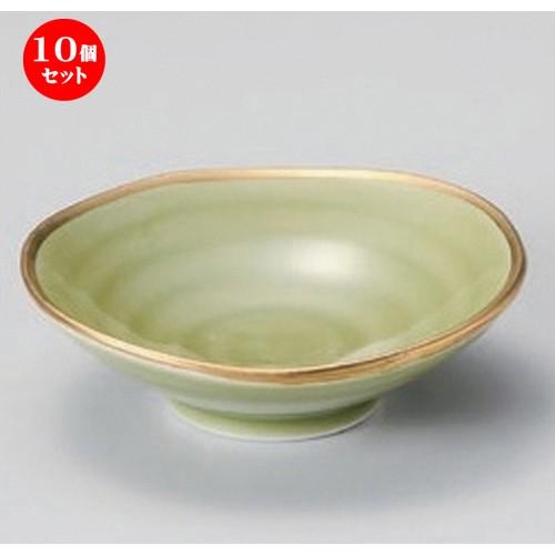 10個セット ☆ 小付 ☆四釉金 小付 (緑) [ 10 x 3cm 105g ] 【 料亭 旅館 和食器 飲食店 業務用 】