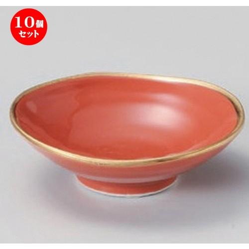 10個セット ☆ 小付 ☆四釉金 小付 (赤) [ 10 x 3cm 105g ] 【 料亭 旅館 和食器 飲食店 業務用 】