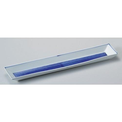 ☆ 細長皿 ☆青彩長皿 (大) [ 41 x 8 x 2.7cm 480g ] 【 料亭 旅館 和食器 飲食店 業務用 】