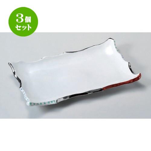 3個セット ☆ 長角皿 ☆色絵銀彩舞長角大盛皿 [ 35.5 x 22 x 3.5cm 1100g ] 【 料亭 旅館 和食器 飲食店 業務用 】