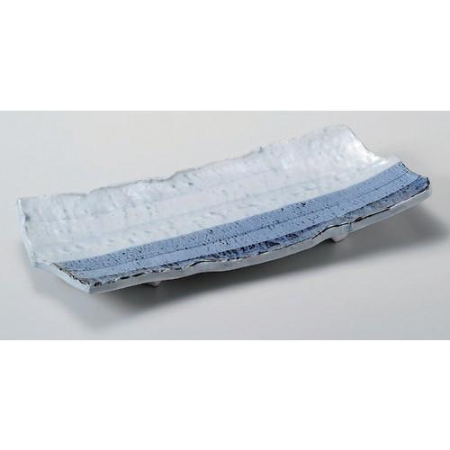 ☆ 長角皿 ☆呉須線段12.0盛皿 [ 38 x 16 x 4.7cm 1079g ] 【 料亭 旅館 和食器 飲食店 業務用 】