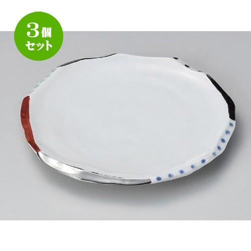 3個セット ☆ 丸皿 ☆色絵銀彩舞丸6.5皿 [ 20.5 x 2cm 430g ] 【 料亭 旅館 和食器 飲食店 業務用 】