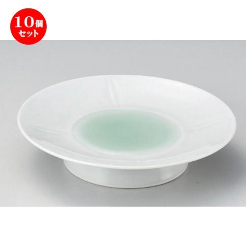 10個仕掛ける ☆ 丸皿 ☆緑釉手彫リ高浜皿 [ 19 x 4.3珊 411g ] 【 小料理屋 はたご屋 和食器 飲食店 御役目用 】 皿-キッチン、日用品、文具-食器