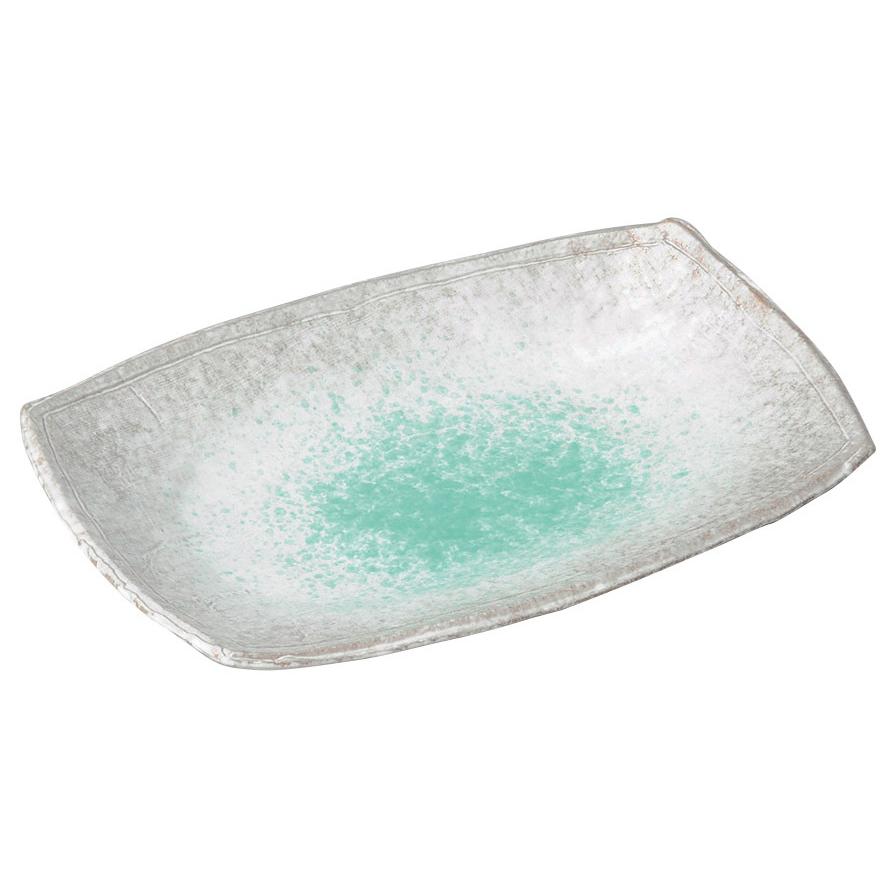 和食器 / 青釉11.0長角盛皿（萬古焼） 寸法:33.5×23.5×5cm