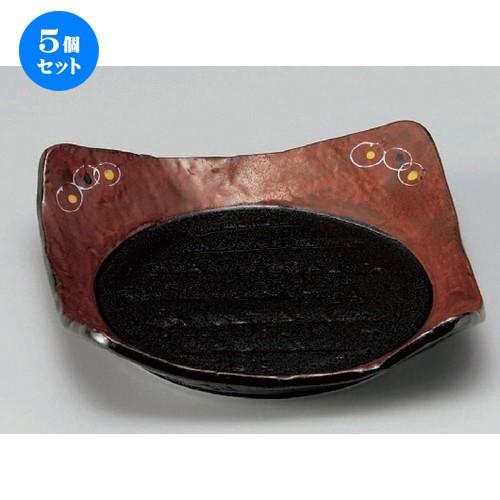 5個セット ☆ 組皿 ☆南蛮赤絵角口変リ皿 [ 19.8 x 19.3 x 4.8cm 978g ] 【 料亭 旅館 和食器 飲食店 業務用 】