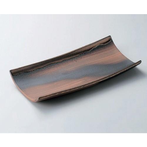 ☆ 萬古焼大皿 ☆金彩長角皿 (大) [ 40 x 19.5 x 6.5cm 1350g ] 【 料亭 旅館 和食器 飲食店 業務用 】
