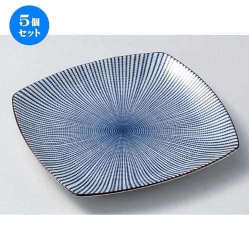 5個セット ☆ 組皿 ☆千段十草四角皿 (大) [ 23.2 x 23.2 x 2.8cm 655g ] 【 料亭 旅館 和食器 飲食店 業務用 】