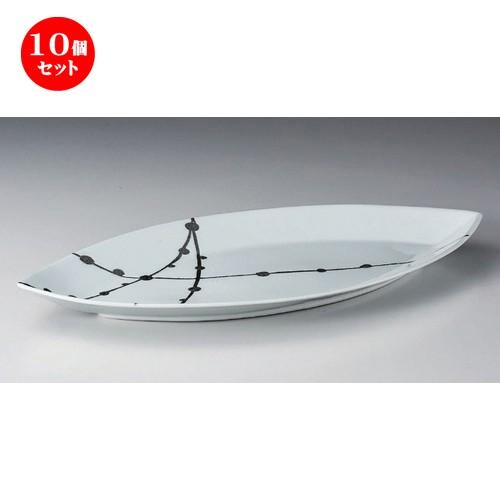 10個セット ☆ 有田焼大皿 ☆錦白プラチナ玉スダレリーフ40cm皿 [ 41 x 20.5 x 4cm 795g ] 【 料亭 旅館 和食器 飲食店 業務用 】