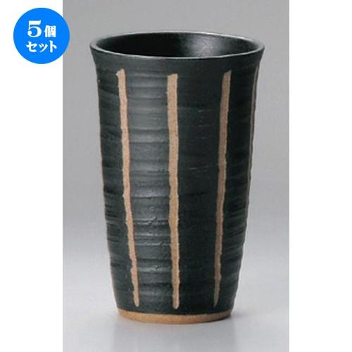 5個セット ☆ フリーカップ ☆彫トクサ (黒) フリーカップ (大) [ 7.5 x 12.1cm (290cc) 210g ] 【 割烹 居酒屋 和食器 飲食店 業務用 】