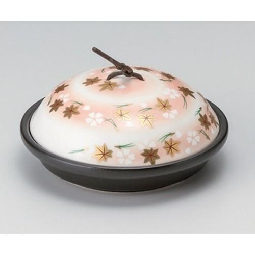 ☆ 会席鍋 ☆黒釉花遊ビ陶板 [ 17 x 7cm 595g ] 【 料亭 旅館 和食器 飲食店 業務用 】