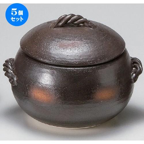 5個セット ☆ 炊飯鍋 ☆黒丸ごはん鍋 (大) 7合炊 [ 28 x φ24 x 21cm 3100g ] 【 料亭 旅館 和食器 飲食店 業務用 】