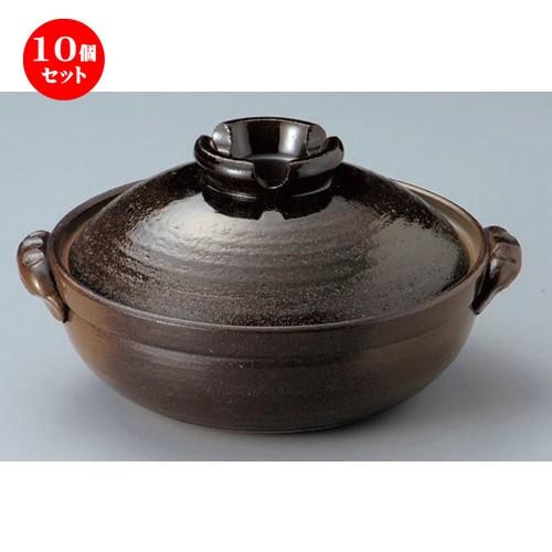 10個セット ☆ 萬古焼土鍋 ☆灰釉6号鍋 [ 22.5 x φ19.5 x 12cm 1130g ] 【 料亭 旅館 和食器 飲食店 業務用 鍋パーティー 冬 あったか 宴会 】