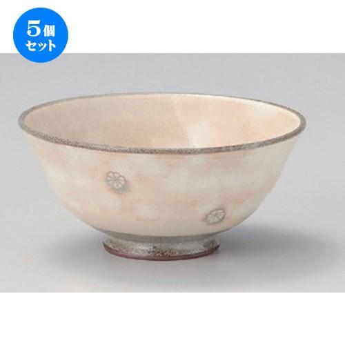 5個仕掛ける ☆ 中平 ☆粉引印花茶碗 [ 12.2 x 6珊 186g ] 【 小料理屋 はたご屋 和食器 飲食店 御役目用 】 食器、グラス、カトラリー-飯碗
