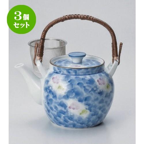 3個セット ☆ 有田焼土瓶 ☆墨はじき二色花U付 8号土瓶 [ 1250cc 690g ] 【 料亭 旅館 和食器 飲食店 業務用 】