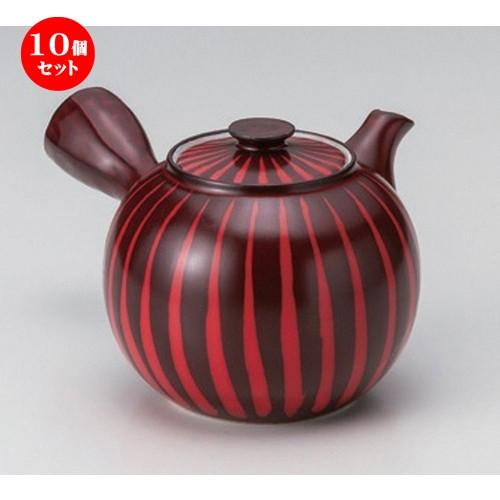 10個セット ☆ 急須 ☆赤十草豆急須 (カゴアミ付) 13 X 10 X 9cm