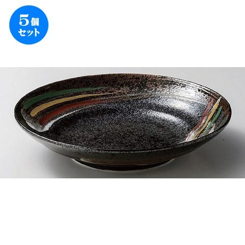 5個セット ☆ 麺皿 ☆荒刷毛三彩9.5盛皿 [ 28.7 x 6cm 1081g ] 【 蕎麦屋 旅館 和食器 飲食店 業務用 麺処 ソバ そば 】