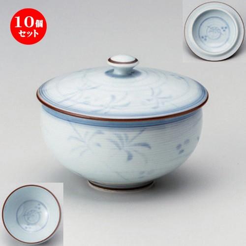 10個セット ☆ 蓋付煎茶 ☆内外草花蓋付汲出 [ 9.5 x 8cm (170cc) 220g ] 【 料亭 旅館 和食器 飲食店 業務用 】