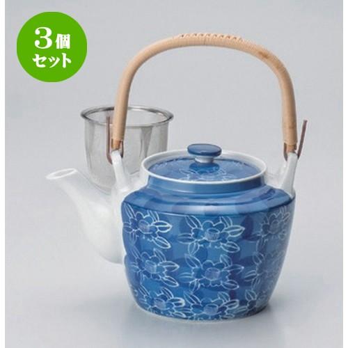 3個セット ☆ 有田焼土瓶 ☆墨はじき牡丹U付8号土瓶 [ 1350cc 750g ] 【 料亭 旅館 和食器 飲食店 業務用 】