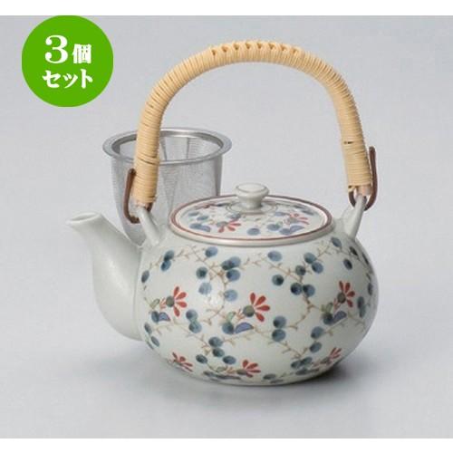 3個セット ☆ 有田焼土瓶 ☆錦草花MS4号土瓶 [ 12.5 x 9.5cm (500cc) 360g ] 【 料亭 旅館 和食器 飲食店 業務用 】