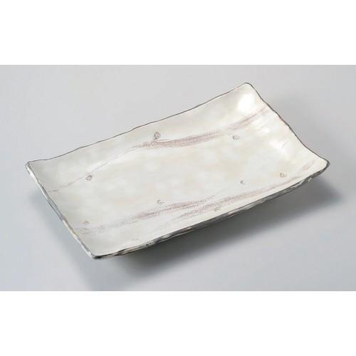 ☆ 長角皿 ☆鈴木窯くし目まな板皿 [ 36.5 x 22 x 4.5cm 1650g ] 【 料亭 旅館 和食器 飲食店 業務用 】