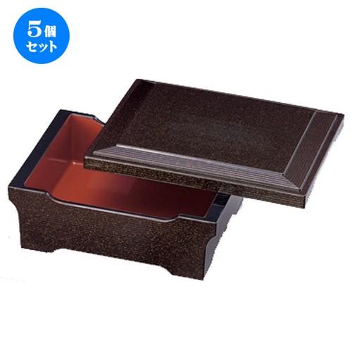 5個セット ☆ 越前漆器 ☆ (A) 千筋貴舟重 梨地内朱塗 [ 18.8 x 14.5 x 7.3cm 326g ] 【 料亭 旅館 和食器 飲食店 業務用 】