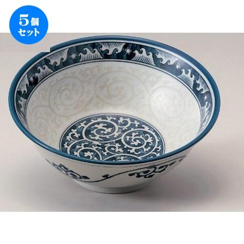 【４個セット】 高台付き丼 4個セット　引出黒丸紋 高浜 5個セット ☆ ラーメン鉢 ☆波唐草6.3高台丼 [ 18.5 x 7.7cm 531g