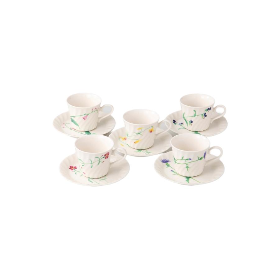 差し上げ物・祝い事 / NB 五顕花植物珈琲仕かける 大きさ:品：碗×5／φ8×7糎、皿×5／φ14.5×2糎