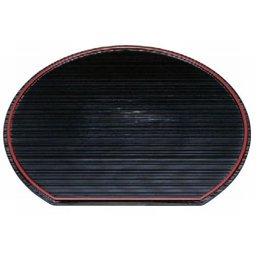 木製盆 尺2寸関節半月千筋盆黒天朱 [35.8 x 32.1 x 1.5珊] 木製品 (7-140-6) 小料理屋 はたご屋 和食器 飲食店 御役目用 キッチン、日用品、文具-お盆、トレイ