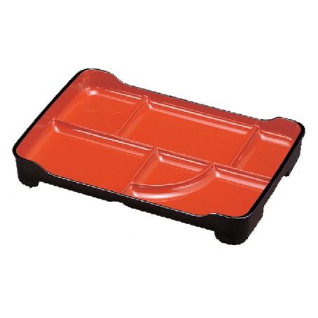 幕の内弁当 定食プレート朱天黒 [35.6 x 23.7 5.1cm] ABS樹脂 (7-433-2 