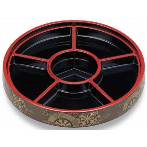 バイキング盛器 尺4寸回転盛桶 梨地御所車 仕切黒天朱付 [43.5φ x 12.3cm] ABS樹脂 (7-615-28) | 変形皿 盛皿 和食器 洋食器 おしゃれ 業務用