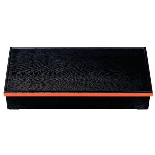 松花堂 新尺7寸深型長手木目松花堂 黒渕朱 PAT．P [50.3 x 26.1 x 9.1 内寸48 x 23.8 x 7.5 cm] ABS樹脂 (7-319-1) 料亭 旅館 和食器 飲食店 業務用
