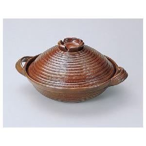 鉄器・お玉 ガス用楽鍋(アメ釉)27φ アルミ (7-917-19) 料亭 旅館 和食器 飲食店 業務用