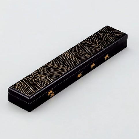 客室用品 筆箱真塗り波千鳥(箱付) [39.5 x 7.4 x H4.5cm] 木製品 (7-906-12) 料亭 旅館 和食器 飲食店 業務用