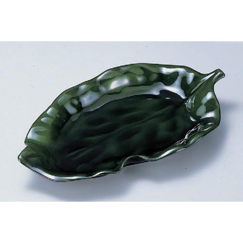 盛器 木の葉大鉢 織部 [43.3 x 26.5 x 7.2cm] 熱硬化性樹脂(メラミンまたはユリア樹脂) (7-708-13) 料亭 旅館 和食器 飲食店 業務用