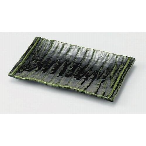 盛器 いぶし長角プレート織部(中) [33.5 x 21.8 x 3cm] ABS樹脂 (7-561-5) 料亭 旅館 和食器 飲食店 業務用