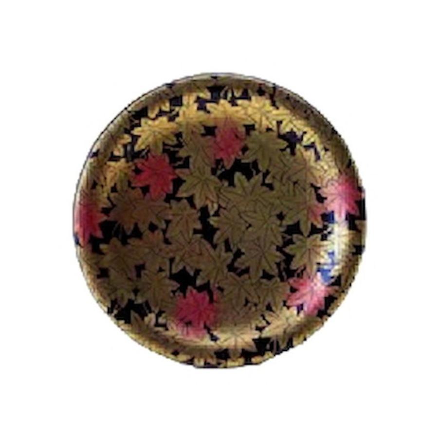 寿司皿 黒に紅葉（輪島塗風） 寸法:15×2.1cm : せともの本舗 - 通販 