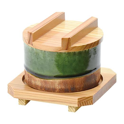 織部くし目セイロセット（深型） 寸法:蓋:約φ10.1×H1.8cm 身(竹ス付):外寸約φ10×H6cm| 漆器・木製品