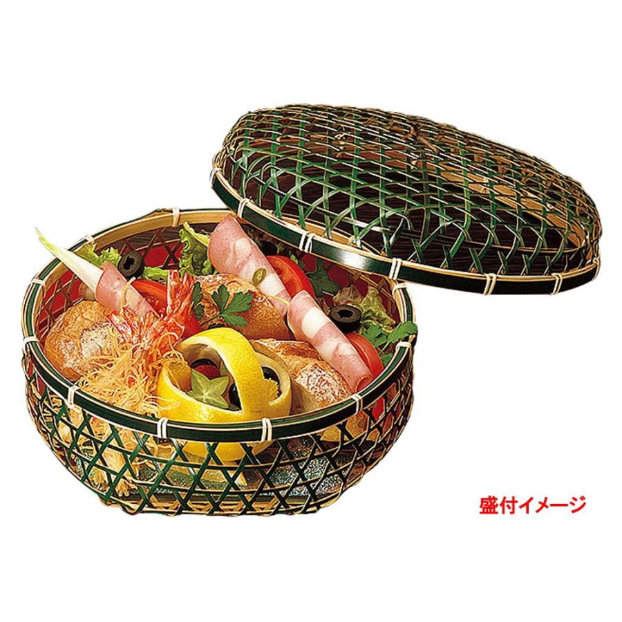 グリーン料理篭 (蓋付) [ 約Φ22 x H7cm ] 【 竹製品 】 | 旅館 料亭