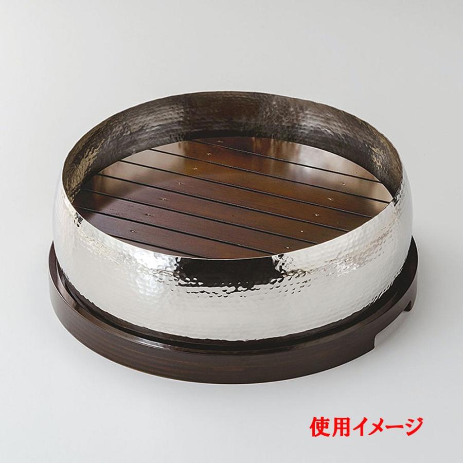 ステンレス槌目 太鼓型盛器 大 [ 約Φ48 x H12cm ] 【 銀彩盛器 】 | 盛
