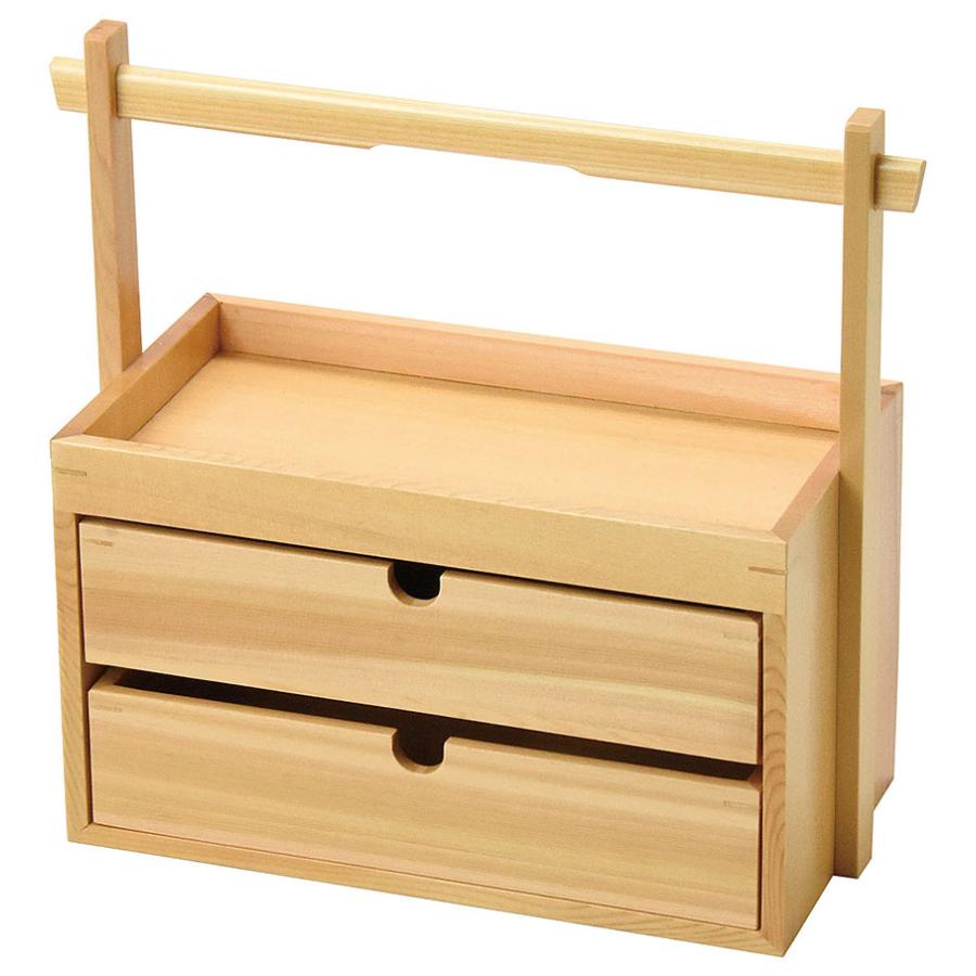 桧・引き出し弁当箱 寸法:約33×14.2×H29.5cm(引出箱内寸:約24.5×10.6×H5cm) | 漆器・木製品