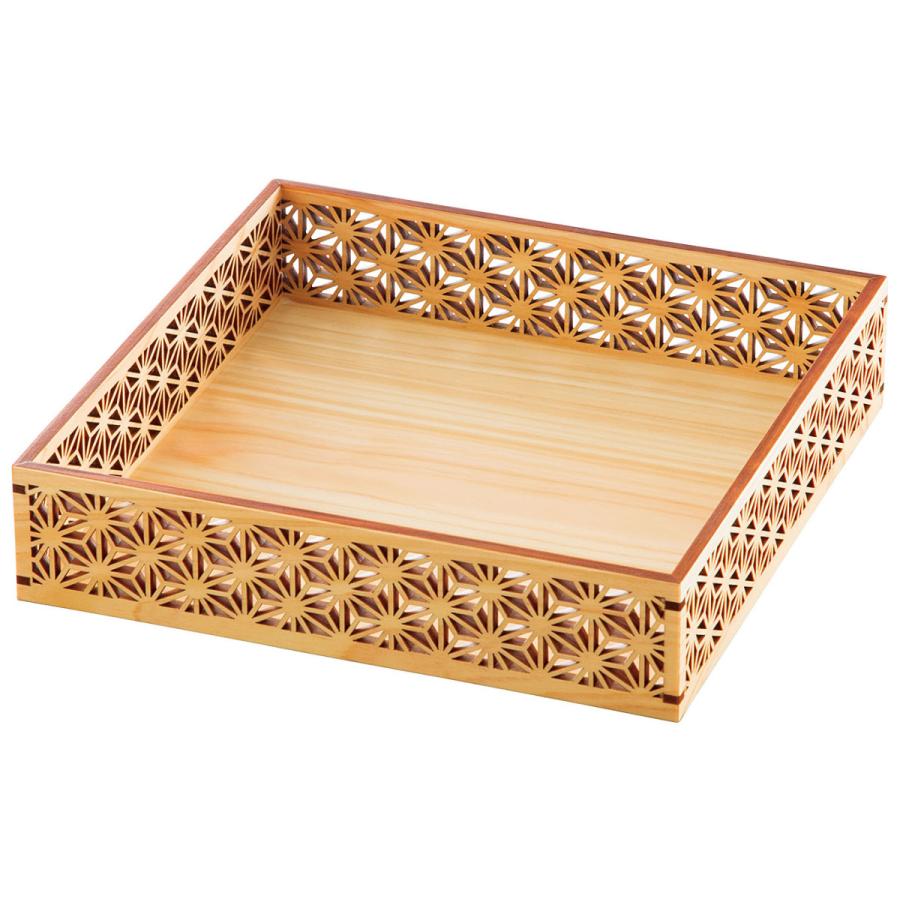 ひのき細密盛器 麻の葉 四ツ切 寸法:約21×21×H4.7cm | 漆器・木製品