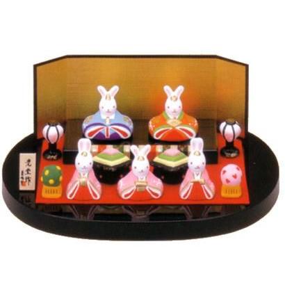 日本全国 送料無料 雛人形 ひな人形 錦彩 平飾 うさぎ雛 陶器