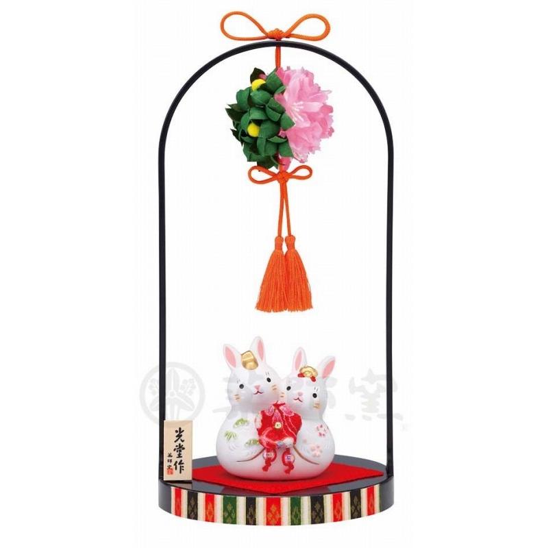 無料長期保証 錦彩 桜橘 飾り 睦 花うさぎ雛 出産祝 陶器 桃の節句 雛祭 内祝 誕生日 お雛様 お雛さま おひな様 雛人形 ひな人形