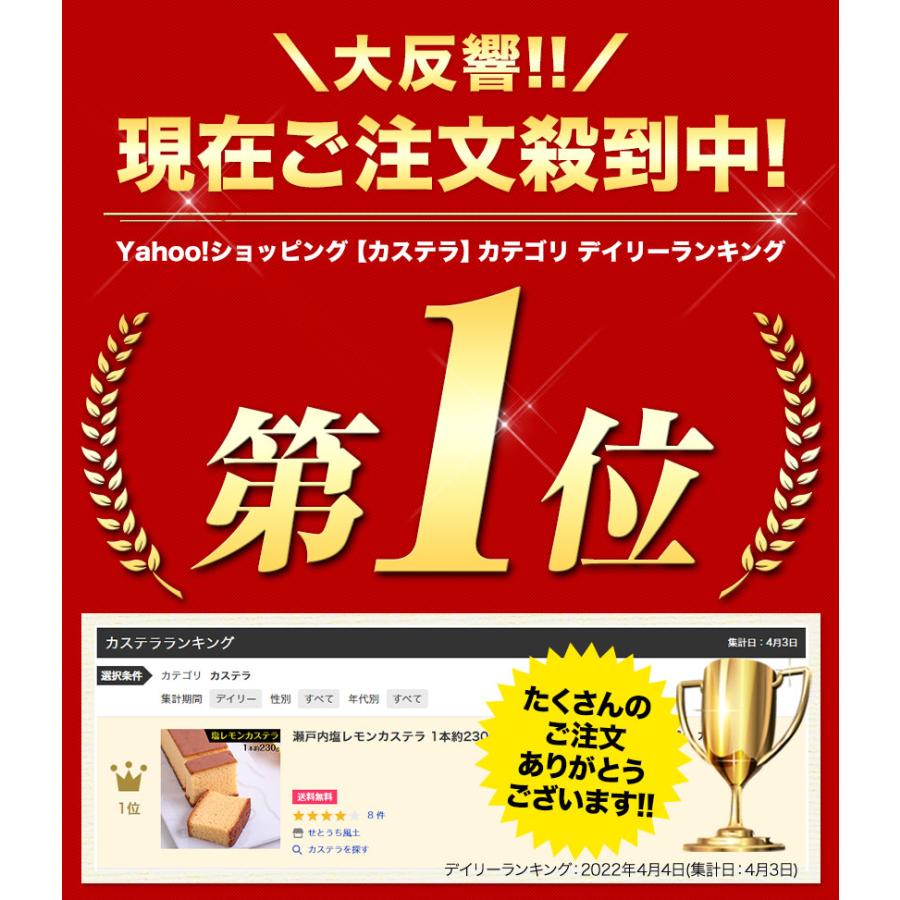 カステラ 瀬戸内塩レモン 1本約230g 送料無料 2本購入で1本おまけ増量 和菓子 訳あり お試し 7-14営業日以内に出荷予定（土日祝除く） |  | 02