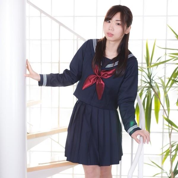 本物感抜群のセーラー服 Mサイズ 紺色冬服長袖 ニーハイ付き セット コスプレ 衣装 : 瀬戸海学園 通販部 - 通販 - Yahoo!ショッピング