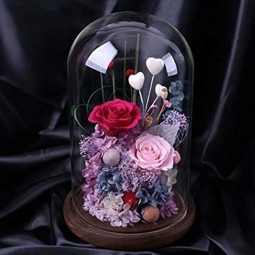 肌触りがいい プリザーブドフラワー ギフト バラ ガラスドーム 枯れない花 レッドローズ ピンクローズ ドライフラワー アジサイ ラッピング済み ギフトボ 好評継続中 今だけ限定価格