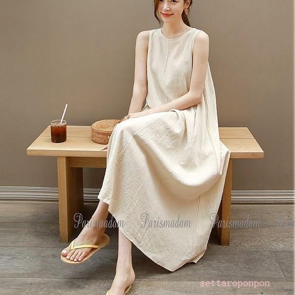 超格安一点 春夏秋冬 レディース お出掛け ほっそり効果大 女子会 大人 エレガンス フレアスカート リネン オフホワイト マキシ丈 ノースリーブ ロングワンピース 代30代40代50代 ワンピース チュニック Thunda2 Com Au